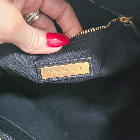 Tory Burch Mcgraw black leather chain tote shoulder bag - Picture 11 of 12